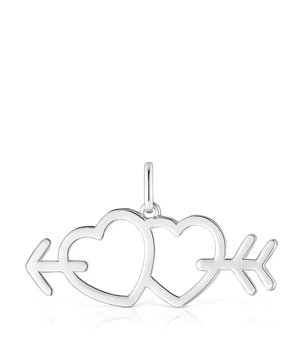 תליון כסף מעוצב שני לבבות עם חץ, תכשיטים יוקרתיים מבית CHOZEN