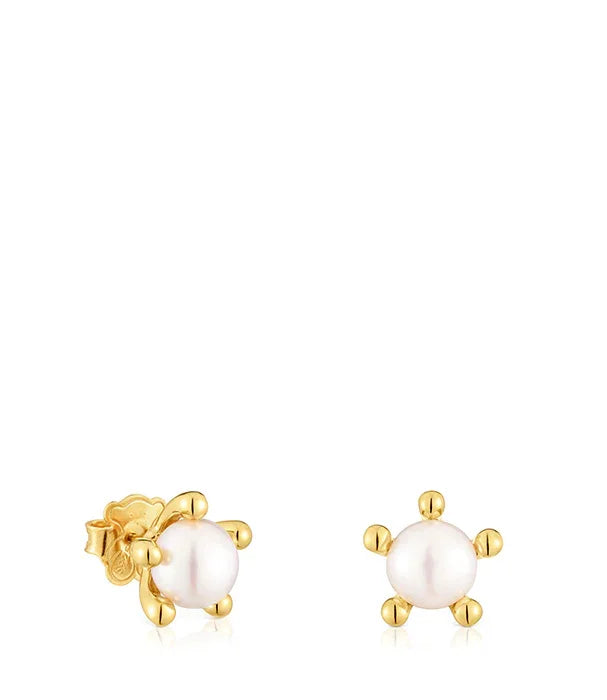 עגילי זהב עם פנינה לבנה יוקרתית, עיצוב מודרני, תכשיטי CHOZEN מבית קבוצת אלפא