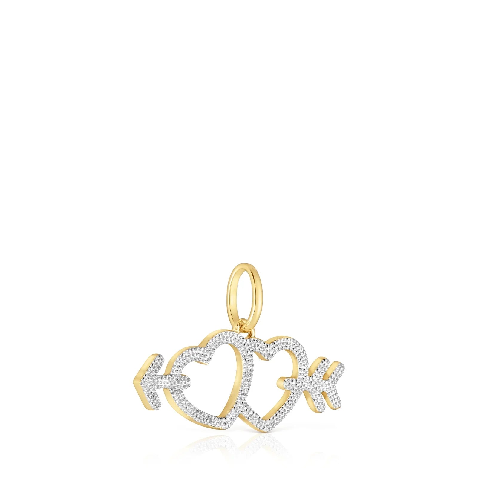 תליון זהב לשיבוץ, שני לבבות וחץ משובצים יהלומים מבית CHOZEN