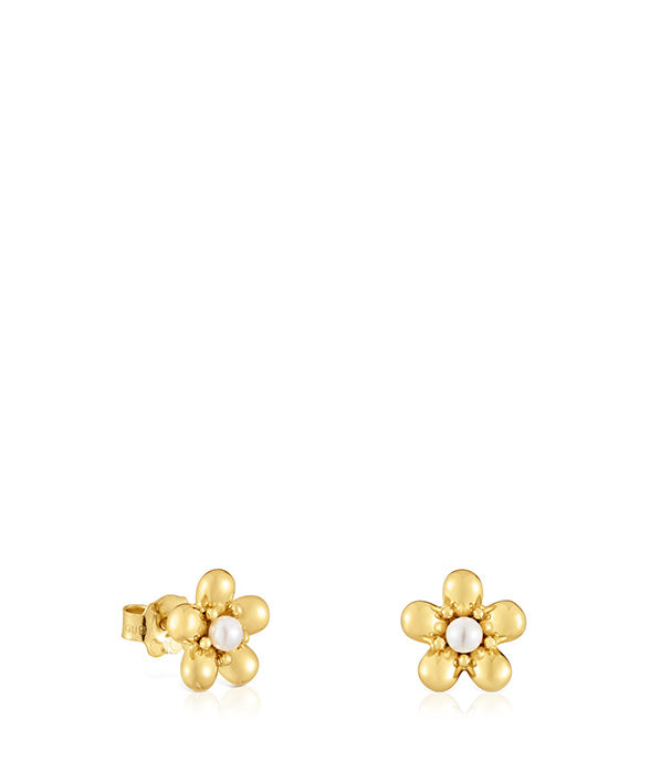 טואוס עגילי Daisy מזהב 18 קראט בשיבוץ פנינים מתורבתות