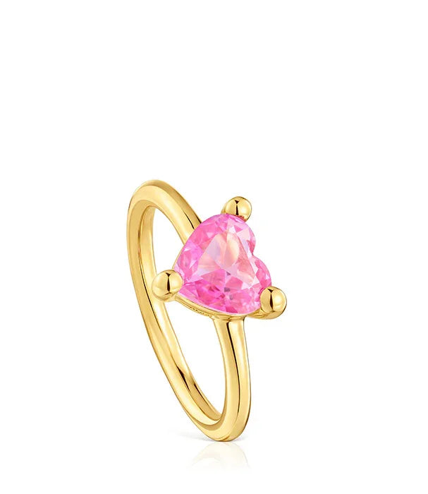טבעת זהב עם אבן ורודה בצורת לב, תכשיט אופנתי מ-CHOZEN