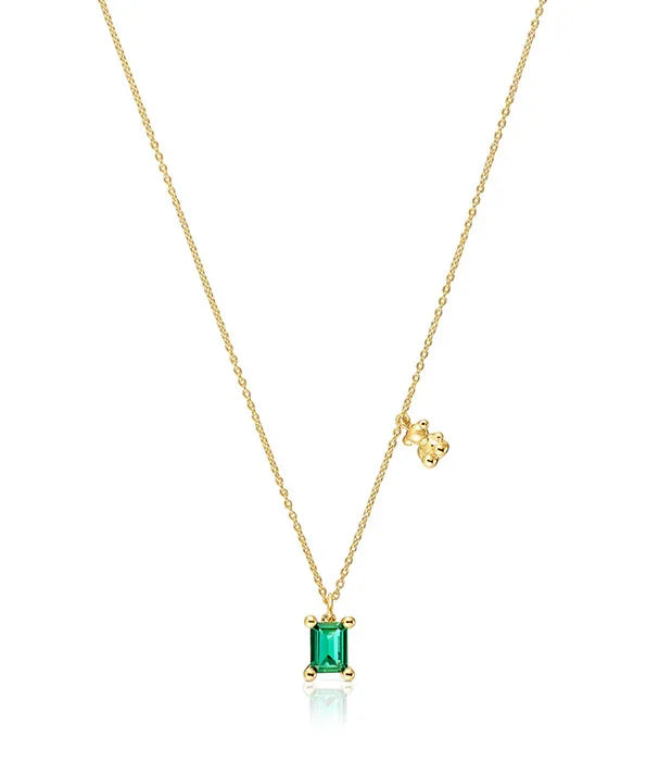 שרשרת זהב מבית CHOZEN עם תליון אבן ירוקה, עיצוב אלגנטי ומשובח