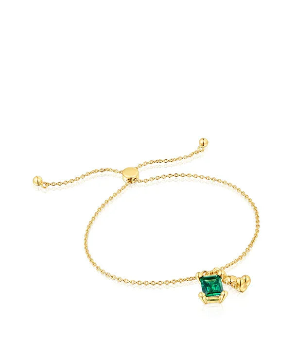 צמיד זהב עדין עם תליון אבן ירוקה, תכשיטים יוקרתיים CHOZEN, מבית היבואן הרשמי