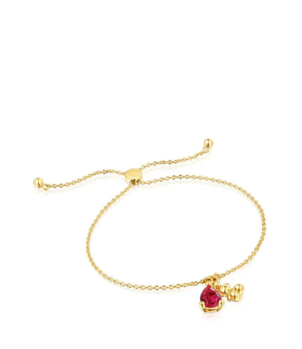 צמיד זהב עדין עם תליון לב אדום, תכשיט אופנתי מבית CHOZEN