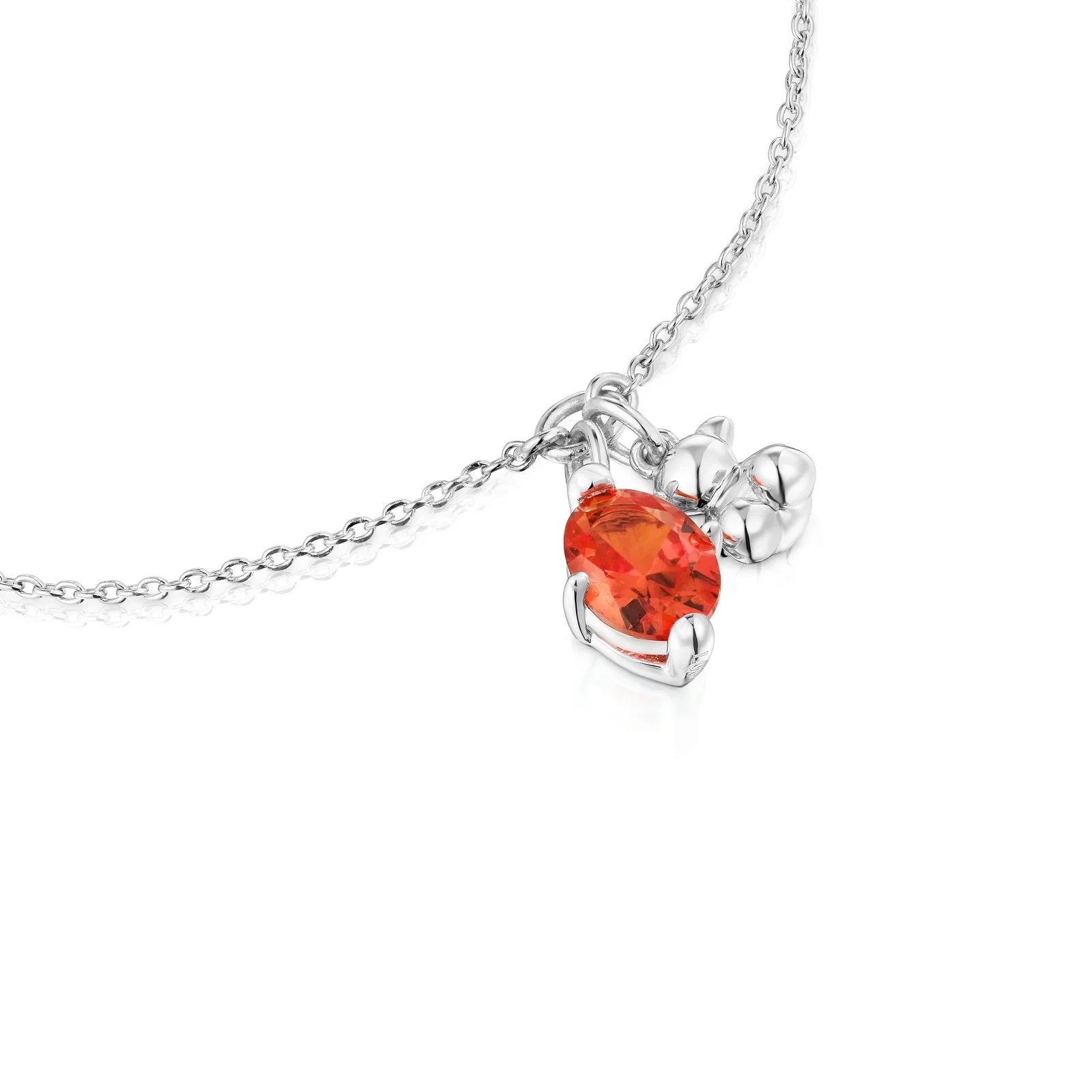 שרשרת כסף עם תליון אבן כתומה ועיטור, תכשיטי CHOZEN, קבוצת אלפא