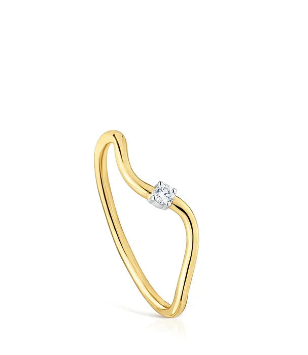 טבעת זהב מעוצבת עם יהלום מרכזי, תכשיט יוקרתי CHOZEN