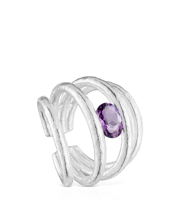 טבעת כסף מעוצבת עם אבן סגולה, תכשיט יוקרה מהמותגים של קבוצת אלפא CHOZEN