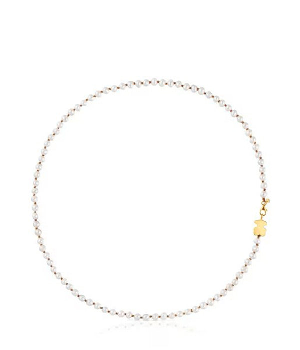 טואוס שרשרת פנינים Sweet Dolls בשילוב מוטיב דובי מזהב