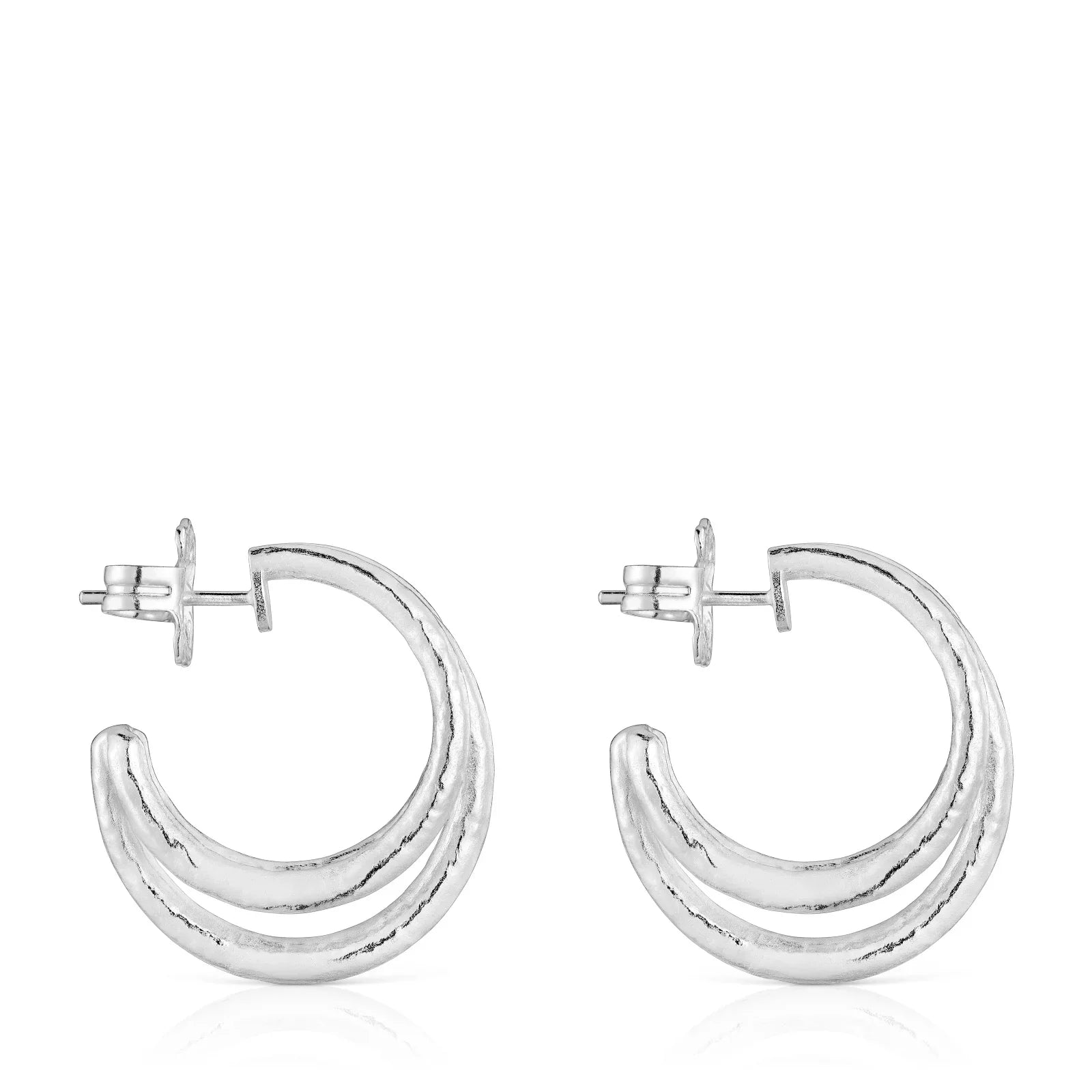 עגילי חישוק עגולים מכסף בעיצוב ייחודי מבית המותגים CHOZEN, תכשיטים יוקרתיים לאישה