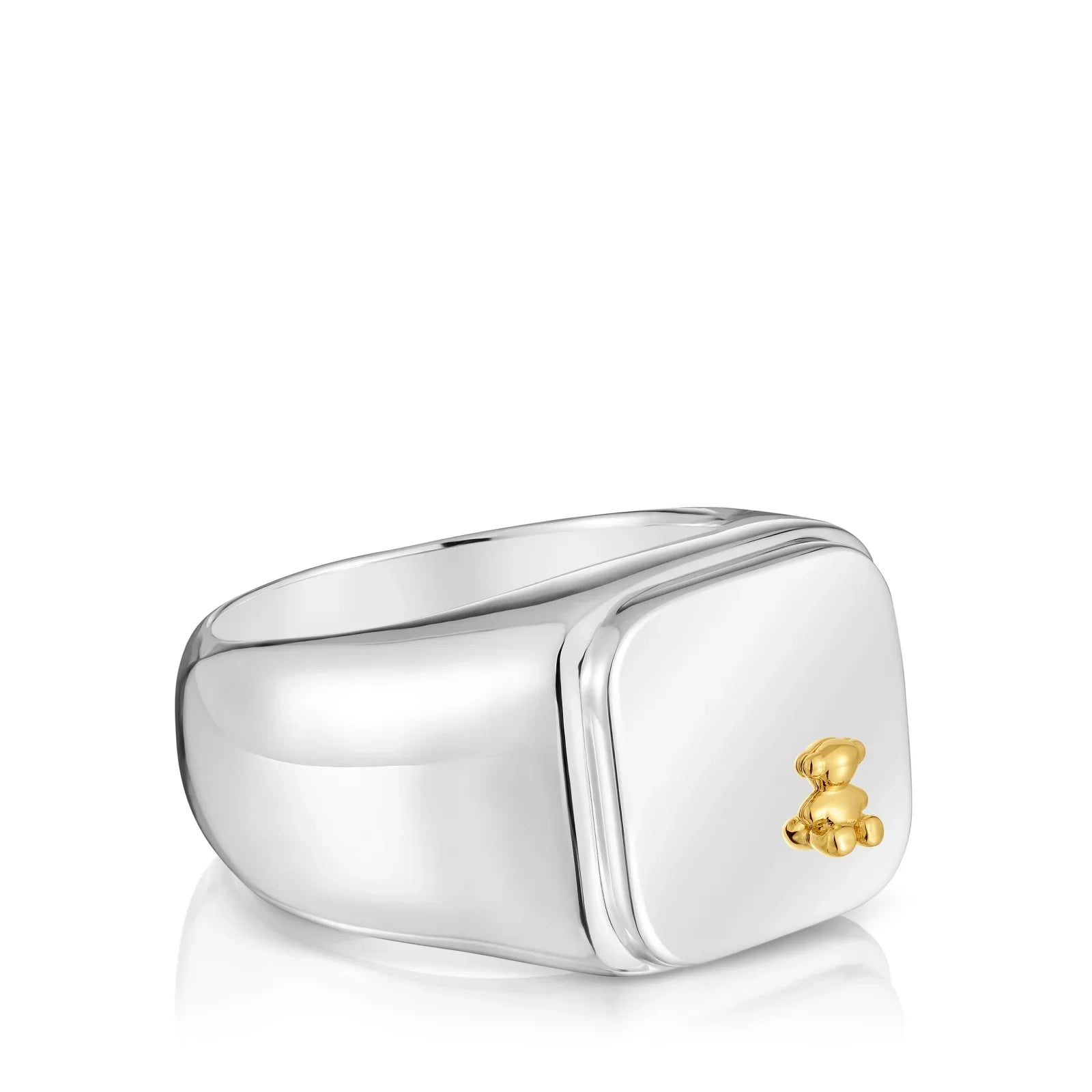 טבעת כסף מעוצבת עם דוב זהב קטן, תכשיט יוקרתי מבית CHOZEN