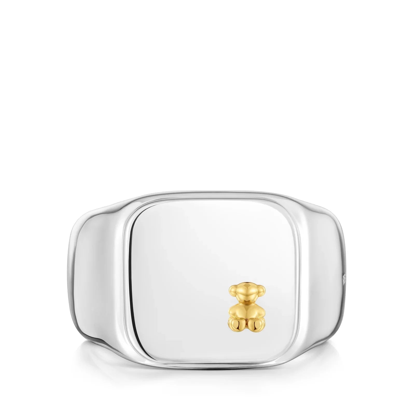 טבעת כסף יוקרתית עם דובון זהב, תכשיטים מעוצבים CHOZEN, קבוצת אלפא