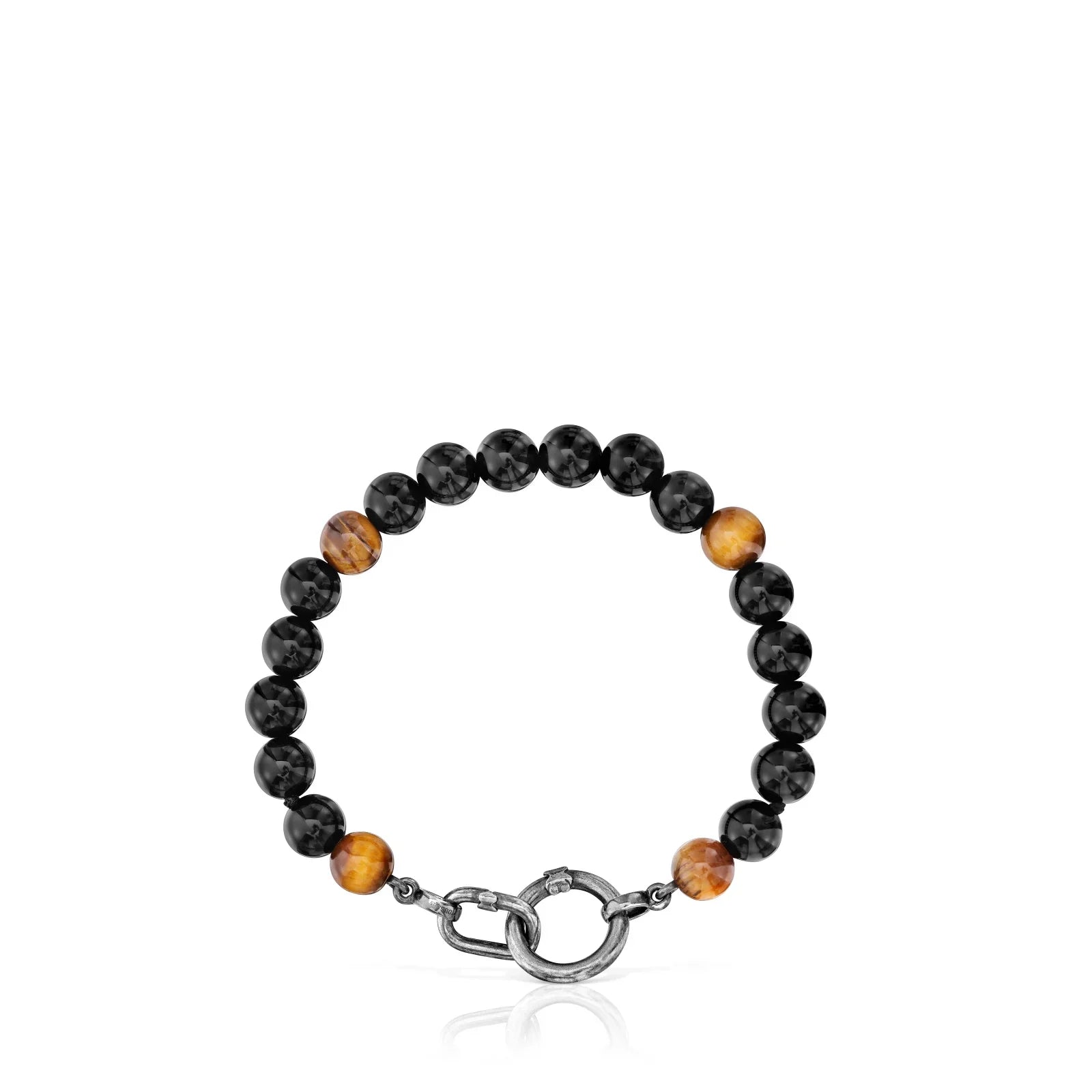 צמיד חרוזים שחורים וחומים עם סוגר מתכתי, תכשיט יוקרתי מבית CHOZEN