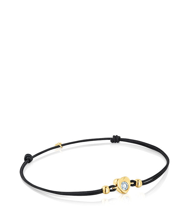 טואוס צמיד חוט שחור בשיבוץ יהלום Lili בשילוב זהב