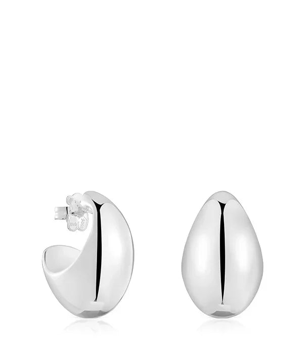 עגילי כסף מעוצבים בסגנון מודרני, מוצג על רקע לבן, CHOZEN מותגים מובילים