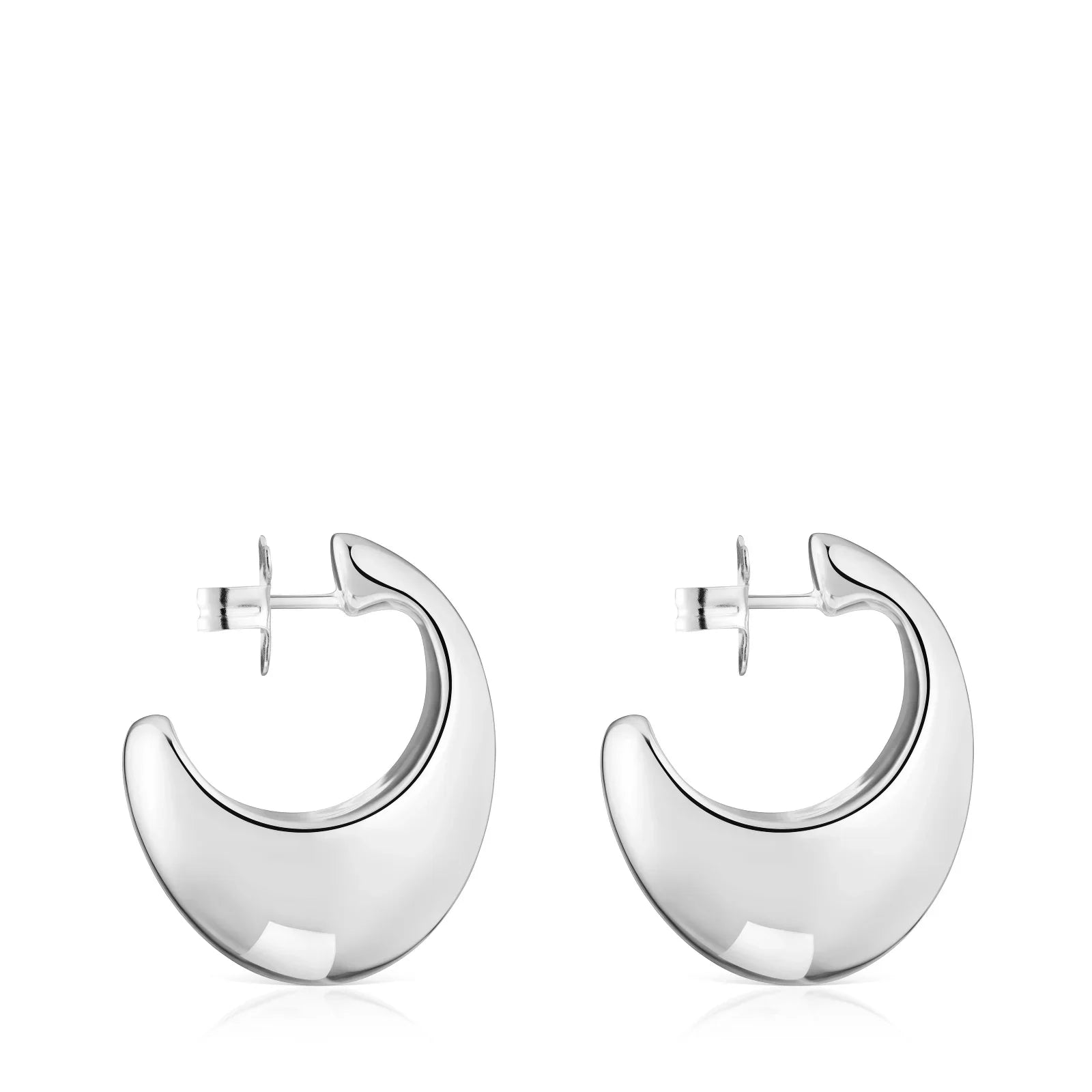 עגילי חישוק כסף מבריקים בעיצוב מודרני CHOZEN תכשיטים יוקרתיים