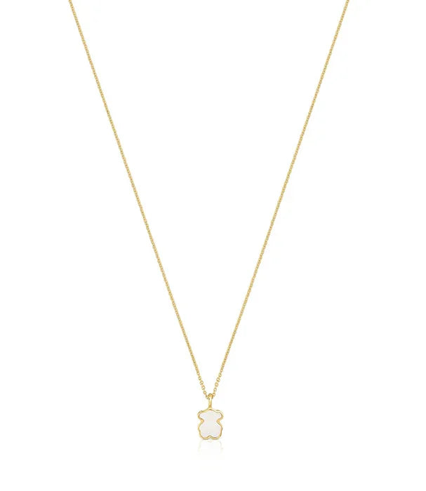 שרשרת זהב עדינה עם תיליון צדף לבן בצורת דוב, תכשיט יוקרתי מבית CHOZEN