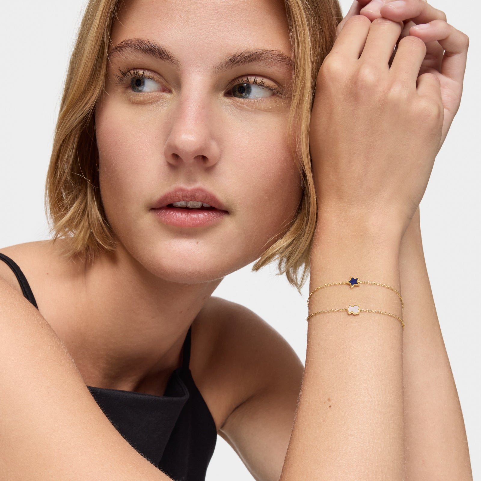 טואוס צמיד חוליות XXS מזהב 14 קראט בשילוב אבן לפיס לזולי