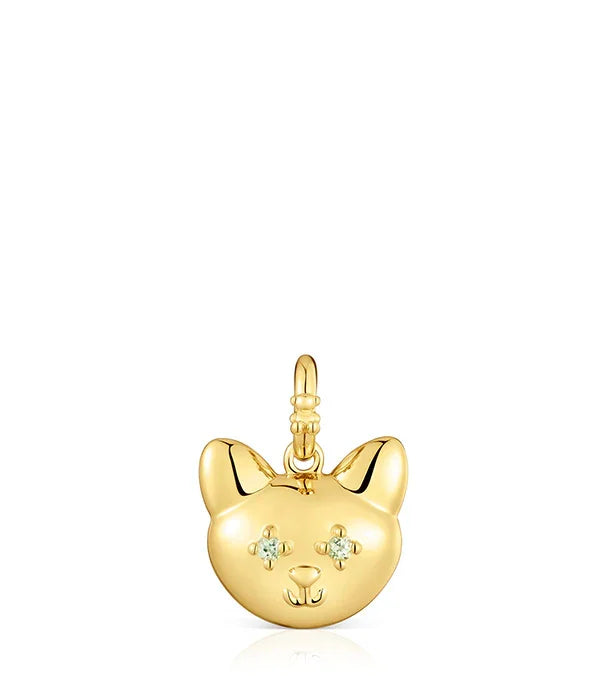 תליון זהב דמות חתול עם עיני קריסטל, תכשיט יוקרתי מהמותגים המובילים CHOZEN