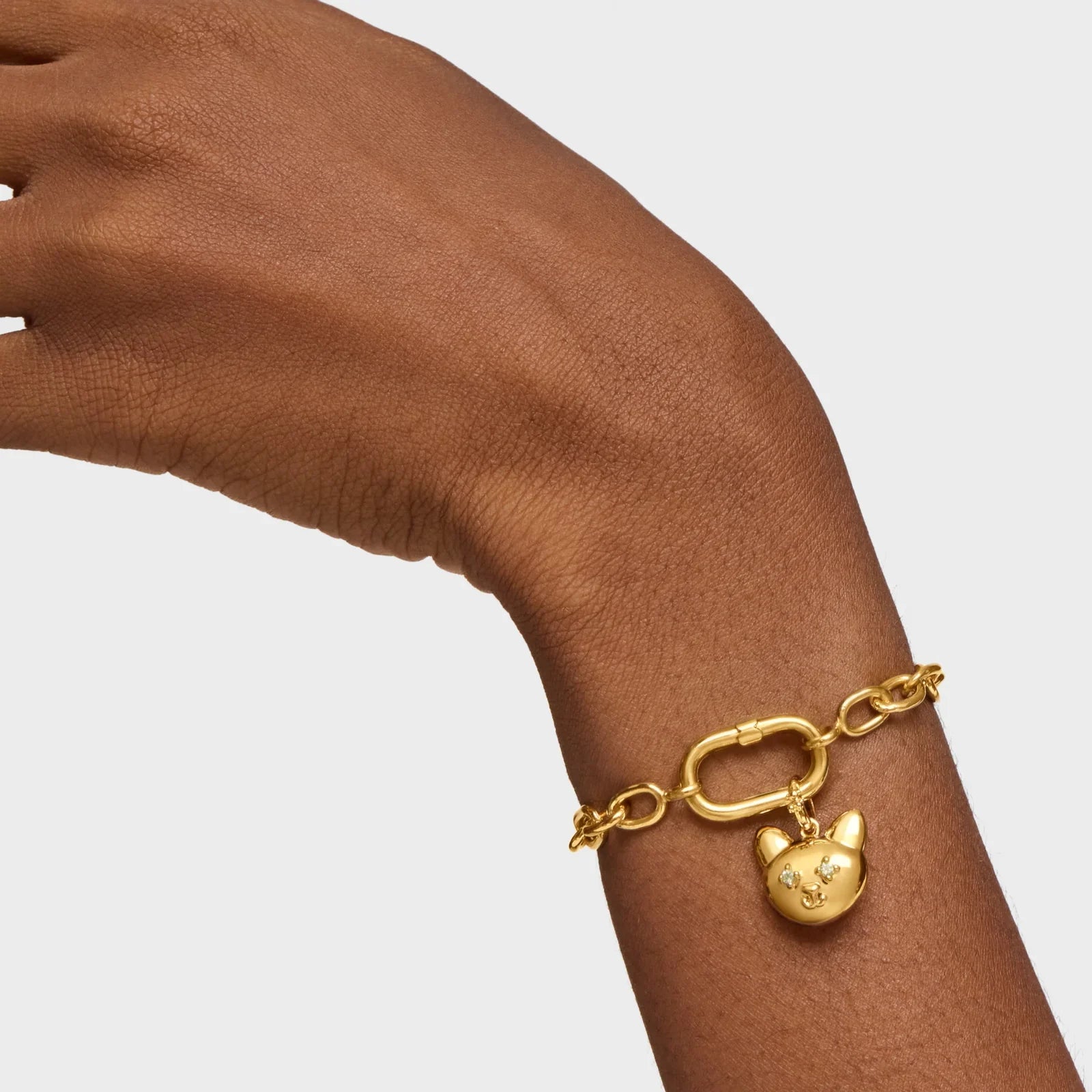 צמיד זהב אופנתי עם תליון ראש חתול על פרק יד, תכשיטים טרנדיים CHOZEN