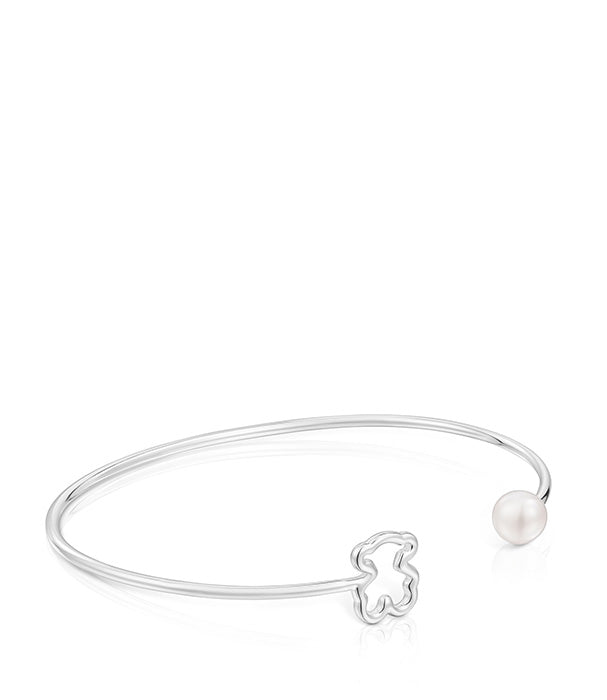 טואוס צמיד בנגל בשילוב פנינה New Silueta מכסף