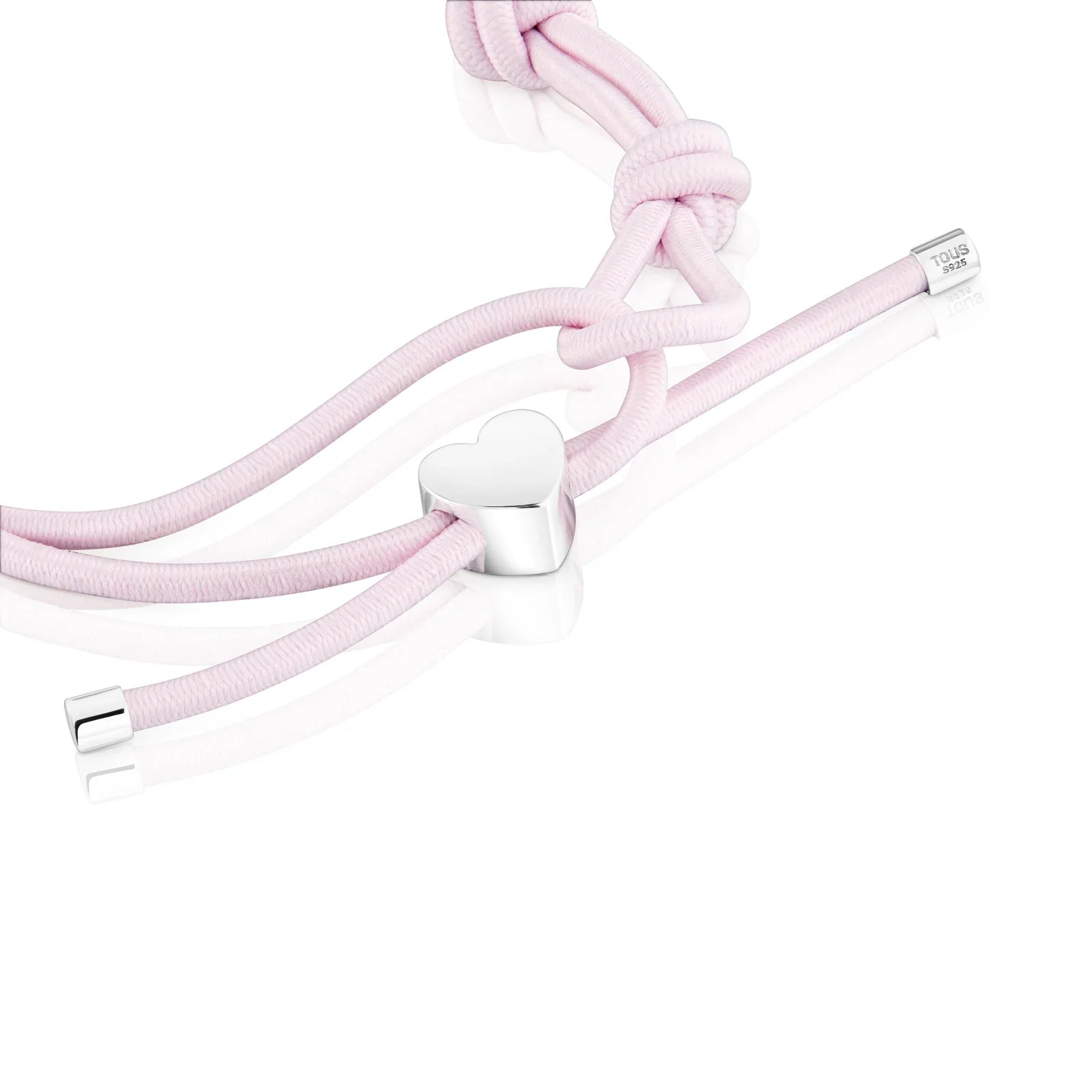 צמיד קשירה ורוד עם תליון לב כסף, עיצוב מודרני, מותג CHOZEN