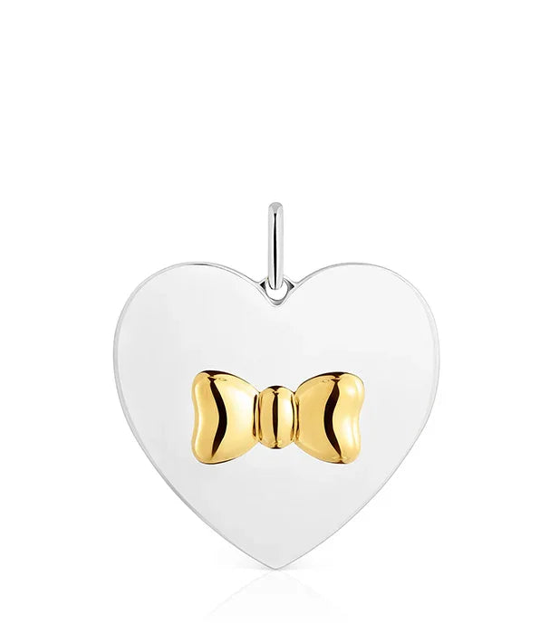 תליון לב כסף עם קשת זהב, תכשיט אופנתי CHOZEN, ייבוא קבוצת אלפא