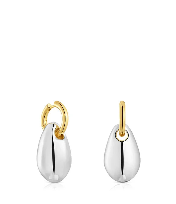 עגילי טיפה יוקרתיים בציפוי זהב וכסף, עיצוב אלגנטי, מוצג על רקע לבן, CHOZEN