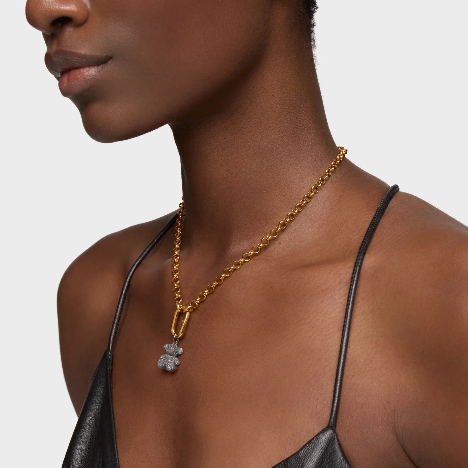 שרשרת זהב עם תליון דובי כסוף, אופנה יוקרתית מבית CHOZEN