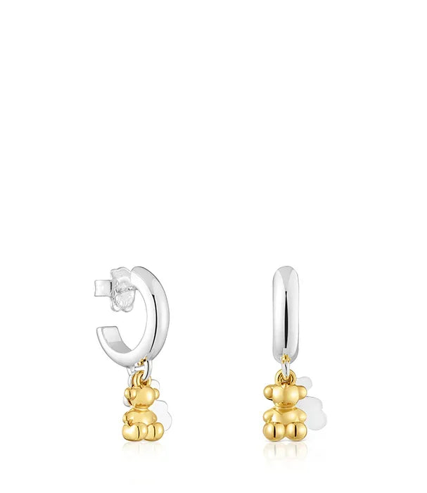 עגילי חישוק כסף עם תליון דובי זהב, תכשיטי נשים אופנתיים מ-CHOZEN