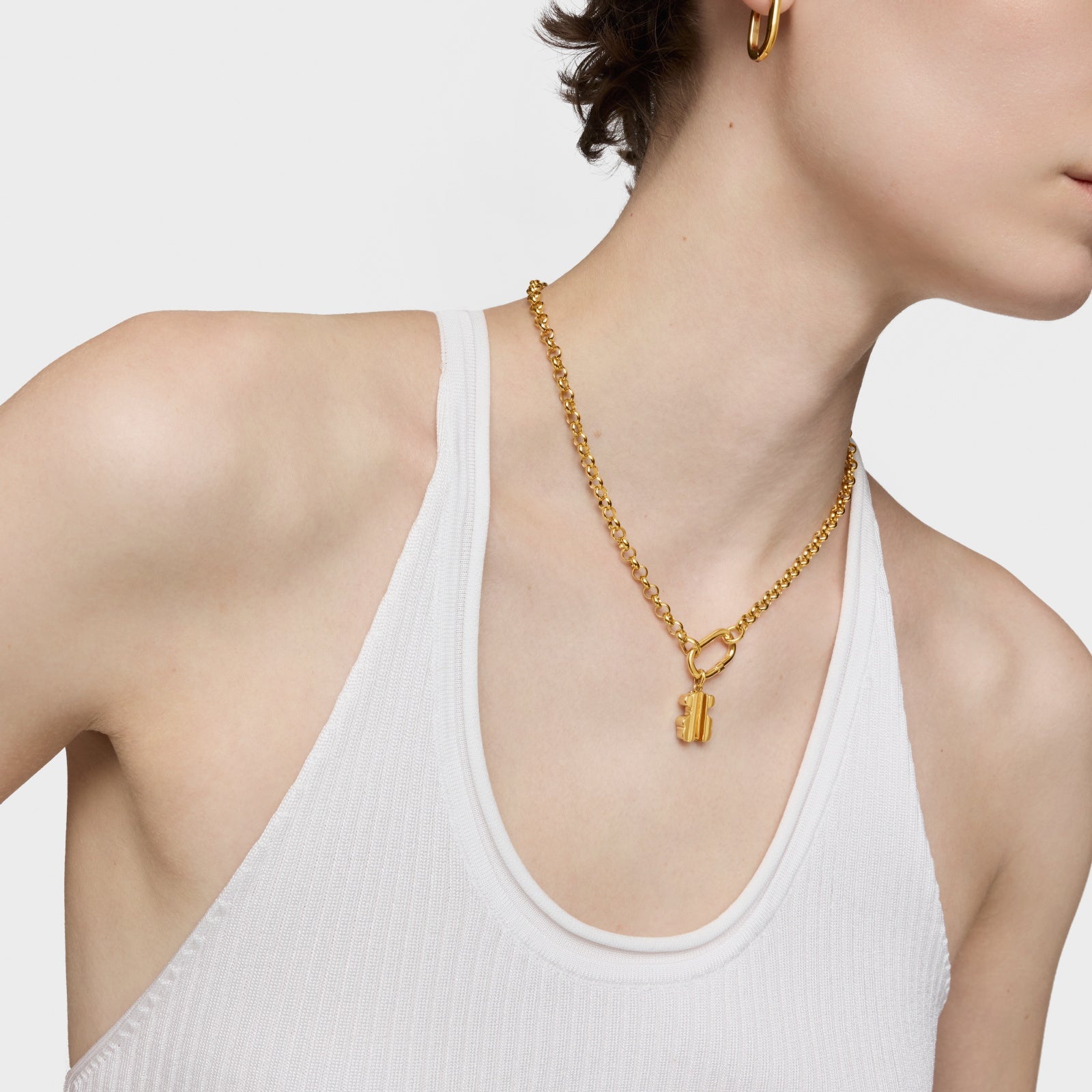 טואוס תליון דובי בטקסטורה Sweet 40s מכסף ועליו זהב 18 קראט