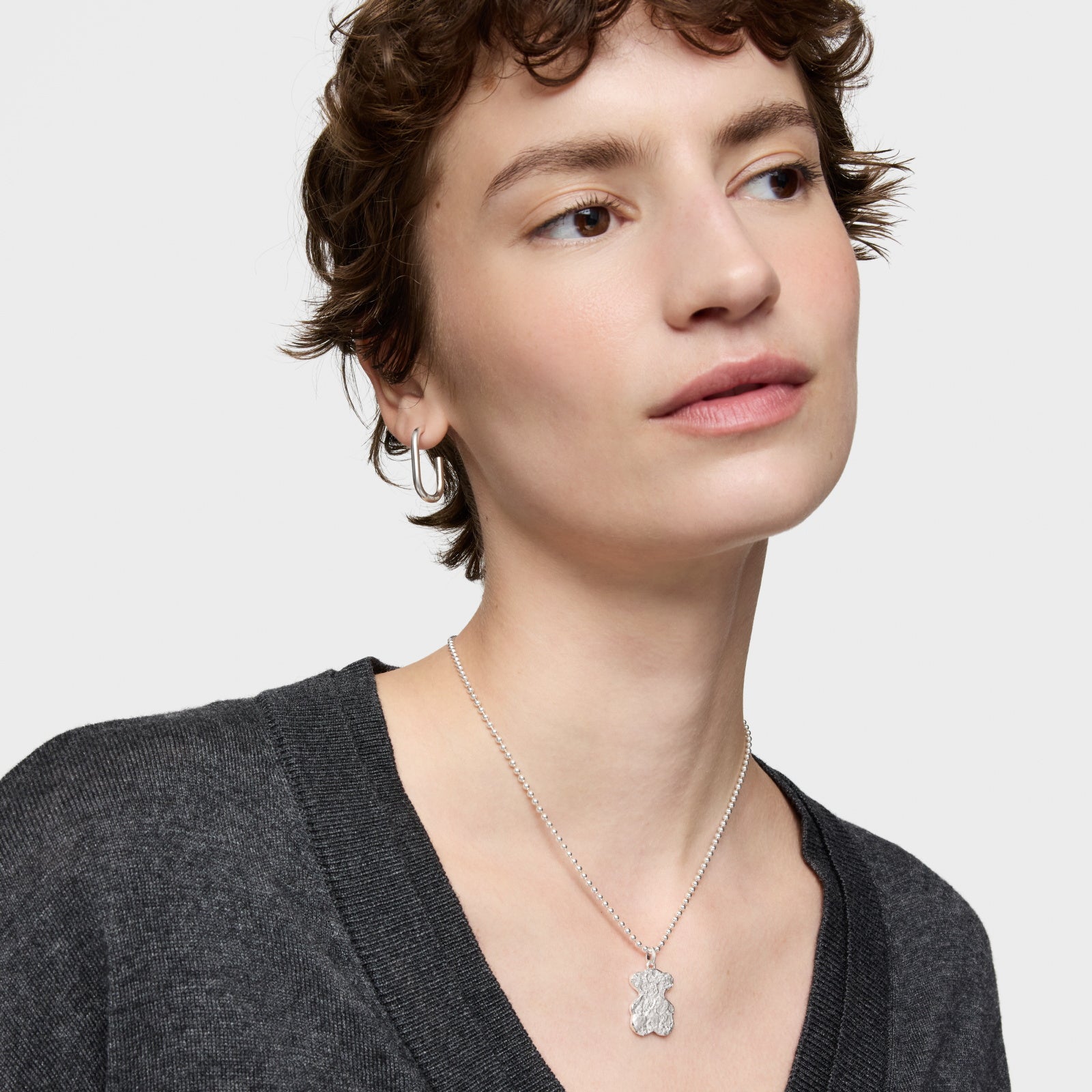 טואוס תליון במוטיב דובי בטקסטורה Sweet Dolls מכסף