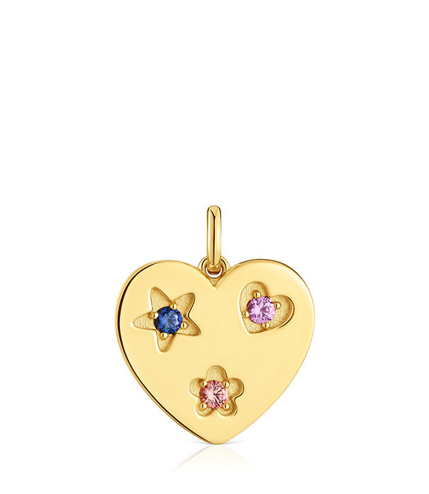 טואוס תליון במוטיב לב בשיבוץ אבני חן Sweet Dolls LGG מכסף ועליו זהב 18 קראט