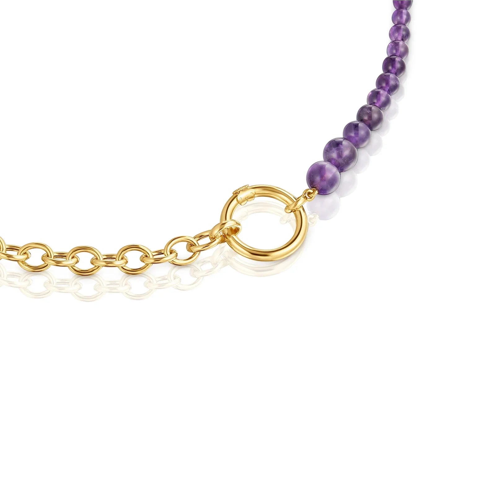 שרשרת חוליות זהב עם חרוזי אמטיסט סגולים, תכשיט אופנתי מבית CHOZEN