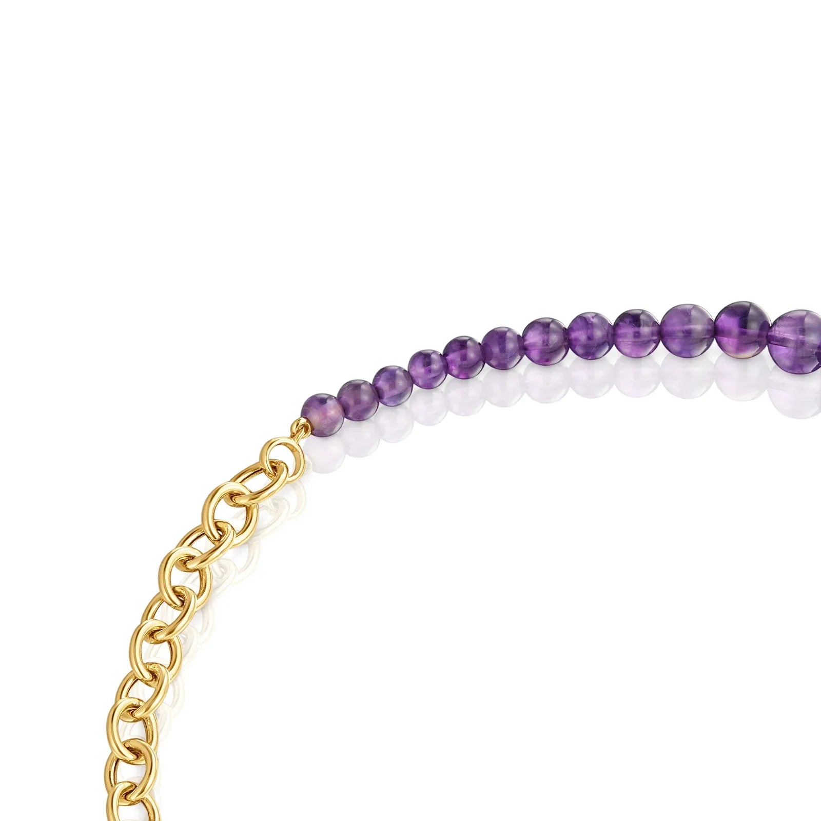 שרשרת חרוזים סגולים משולבת חוליות זהב, תכשיט אופנה יוקרתי CHOZEN