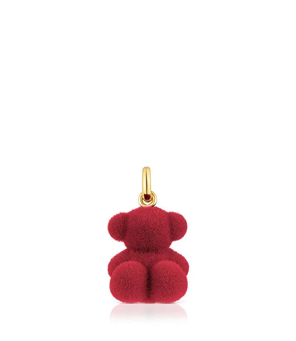 תליון דובי אדום מקטיפה עם חישוק זהב, אביזר אופנה יוקרתי ב-CHOZEN