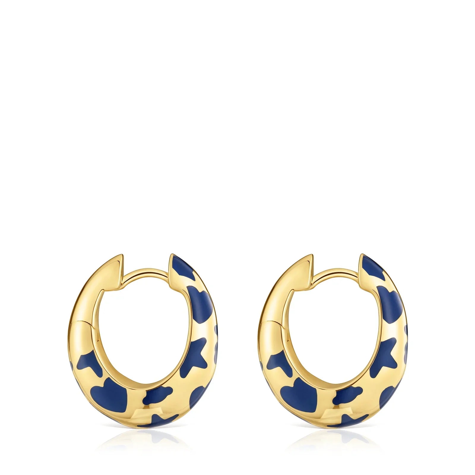 עגילי חישוק זהב עם דוגמא מנומרת כחולה, אופנה יוקרתית מבית CHOZEN