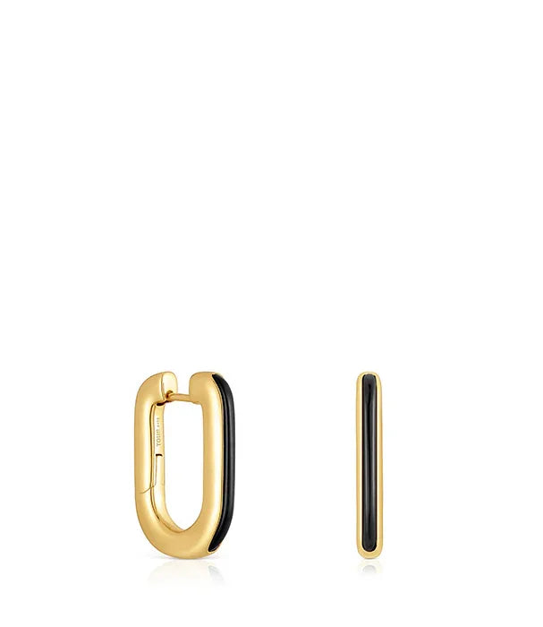 עגיל זהב בעיצוב מודרני עם פס שחור, מבית CHOZEN, תכשיטי יוקרה מהיבואן הרשמי