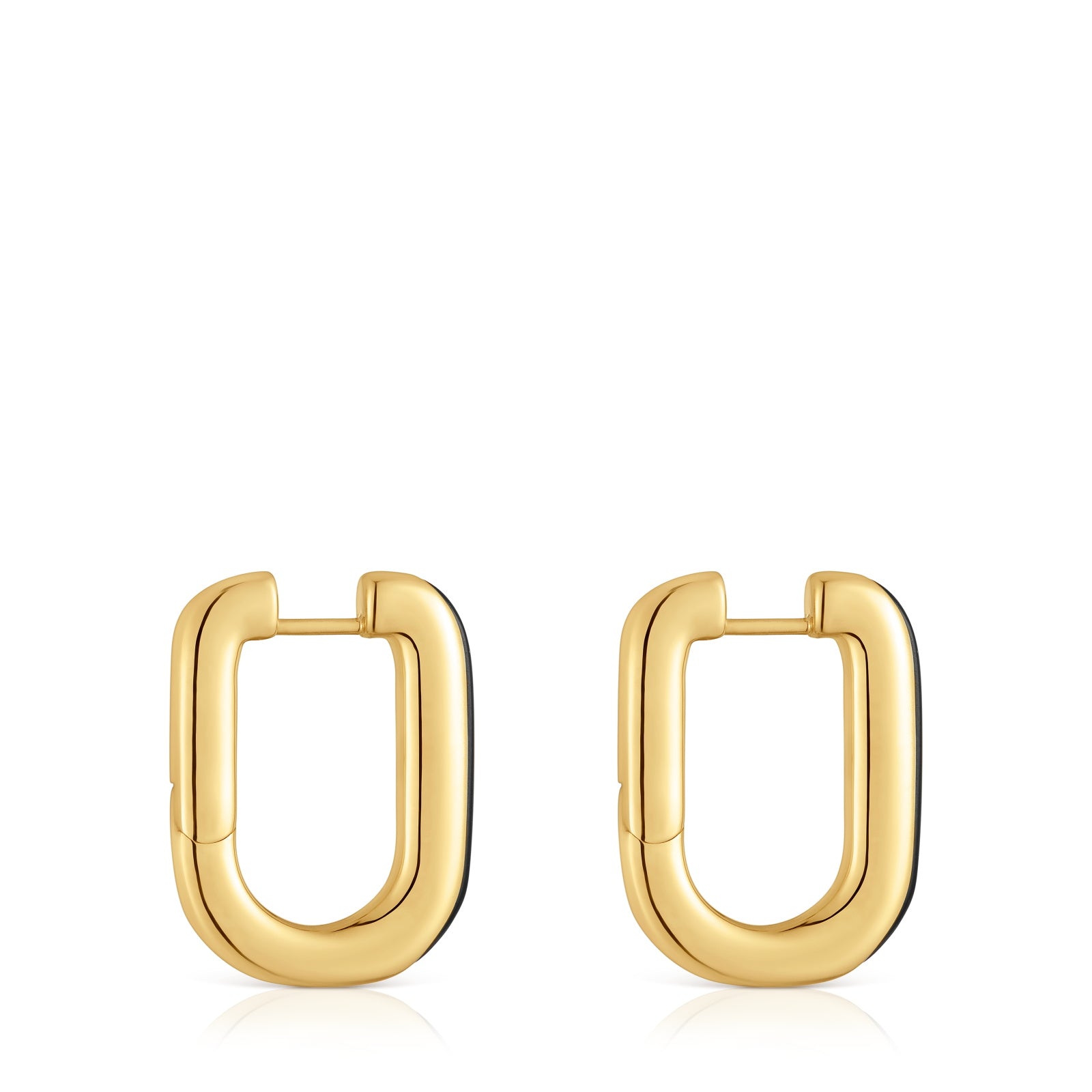 טואוס עגילי חישוק בשילוב אבן חן LINE מכסף ועליו זהב 18 קראט