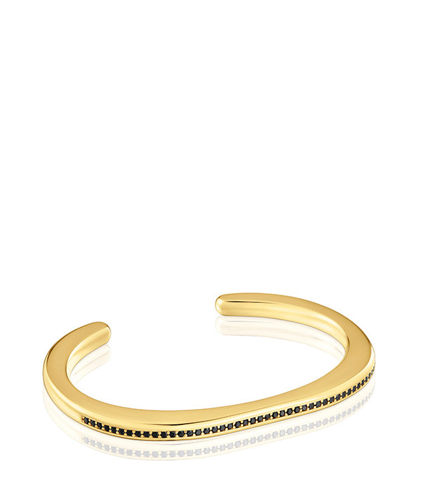 טואוס צמיד בנגל בשיבוץ אבני חן Line מכסף ועליו זהב 18 קראט