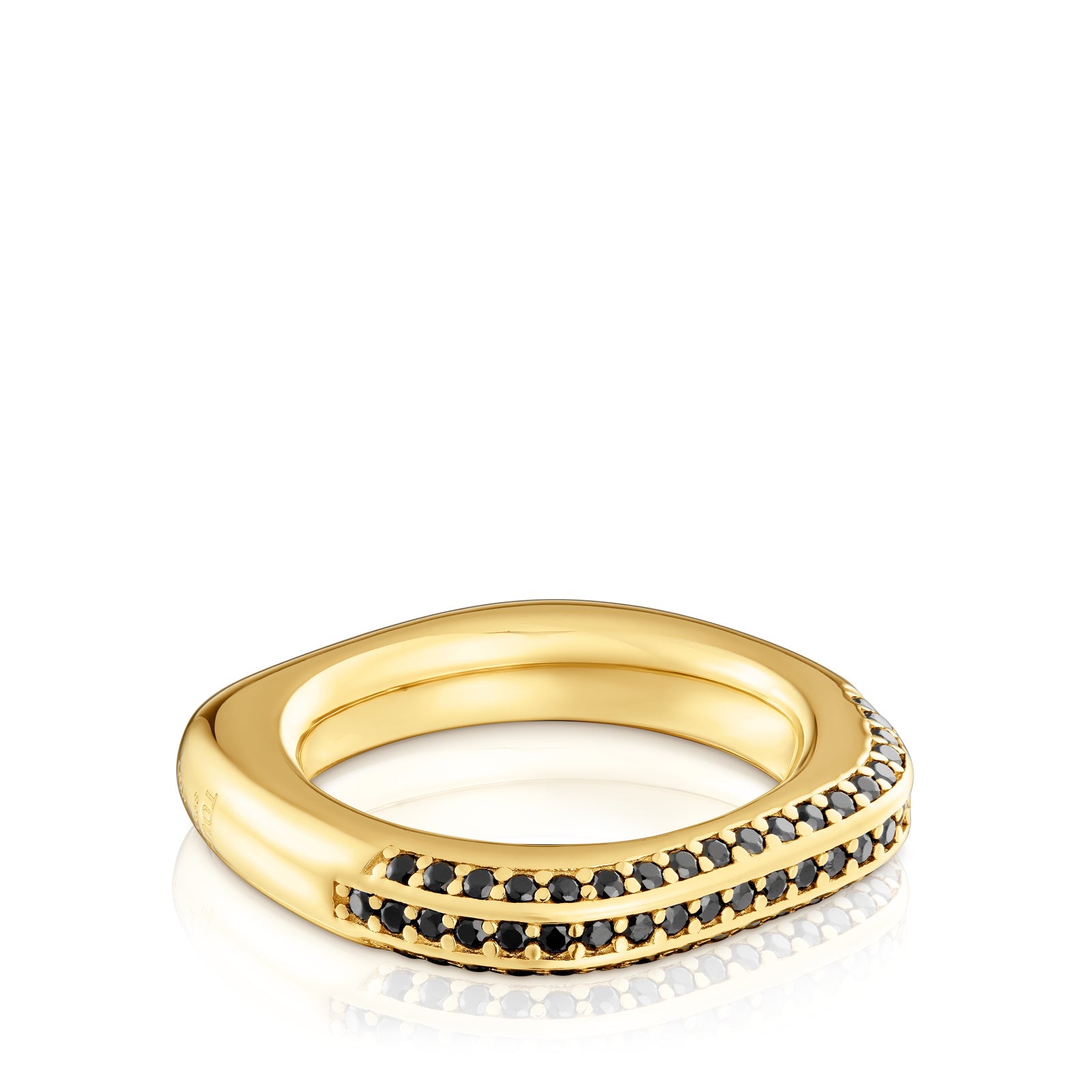 טואוס טבעת בשיבוץ אבני חן Line מכסף ועליו זהב 18 קראט