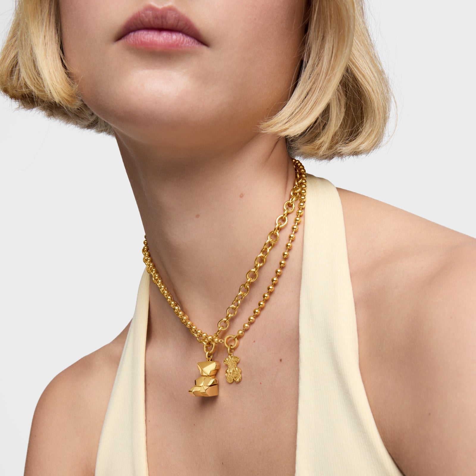 טואוס תליון במוטיב דובי בטקסטורה Sweet 40s מכסף ועליו זהב 18 קראט