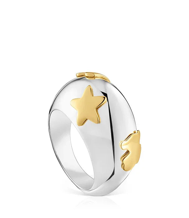 טבעת כסף בעיצוב כוכב וענן זהב מבית CHOZEN, תכשיט יוקרתי אופנתי לנשים