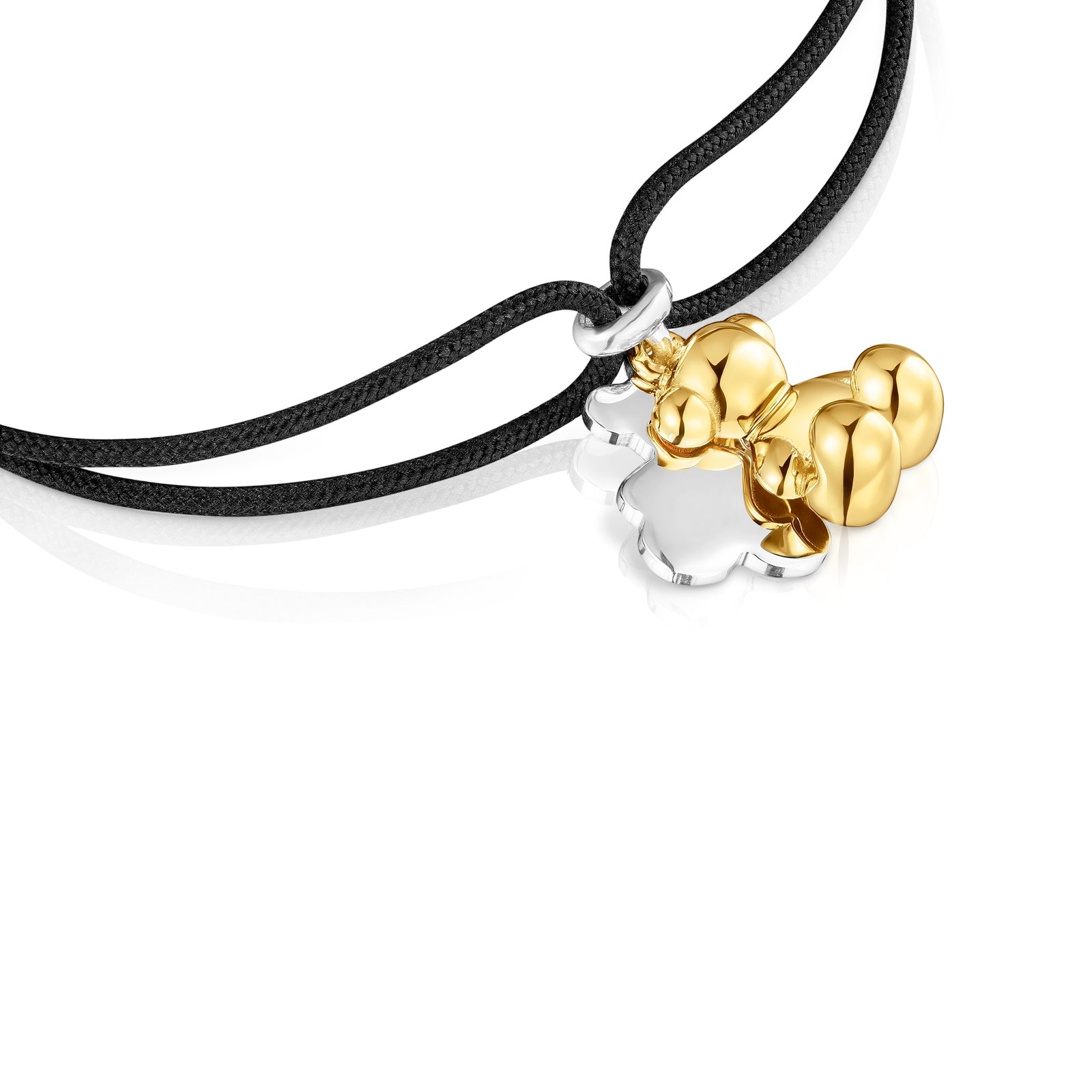 טואוס צמיד חוט שחור Bold Bear עם דובי בשני גוונים