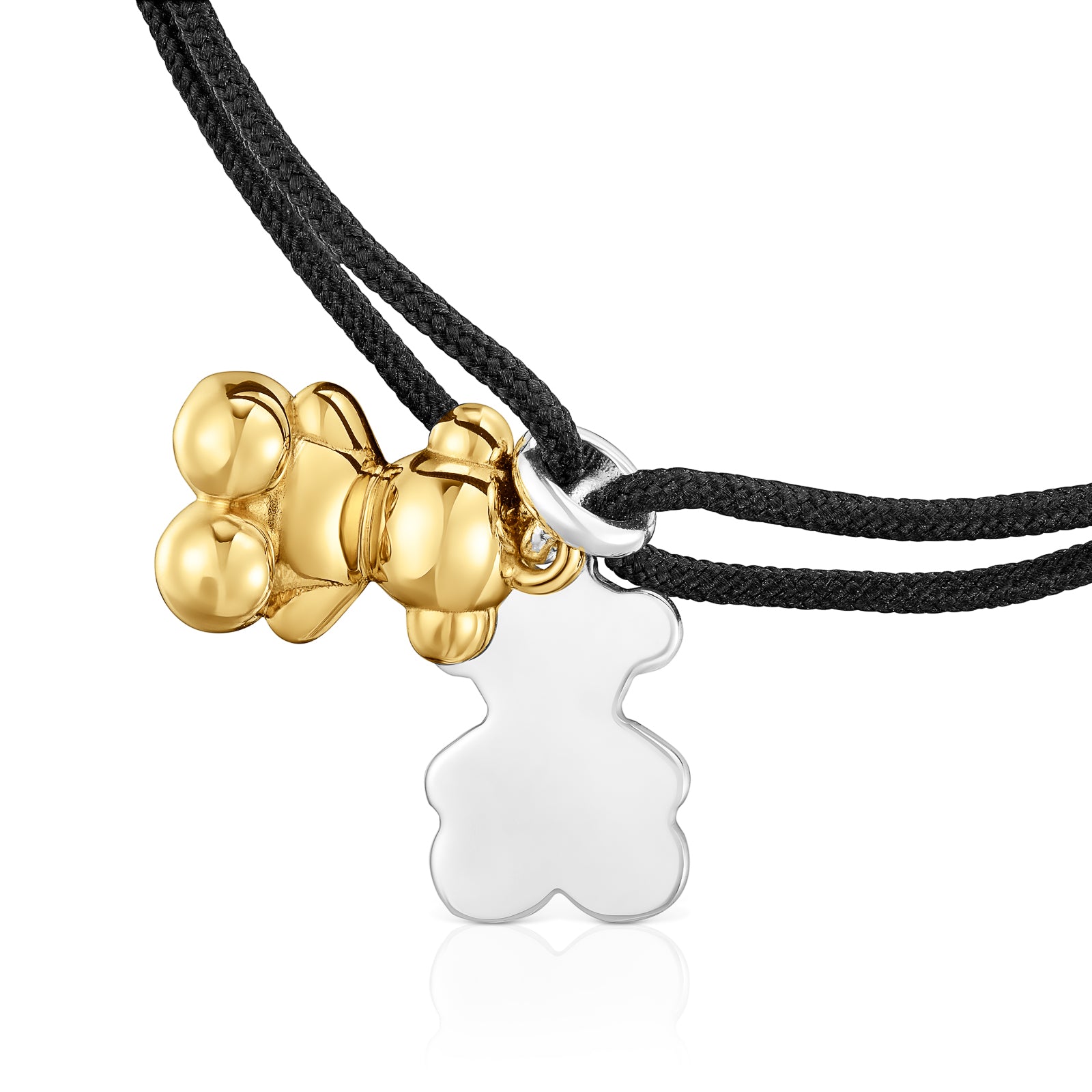 טואוס צמיד חוט שחור Bold Bear עם דובי בשני גוונים