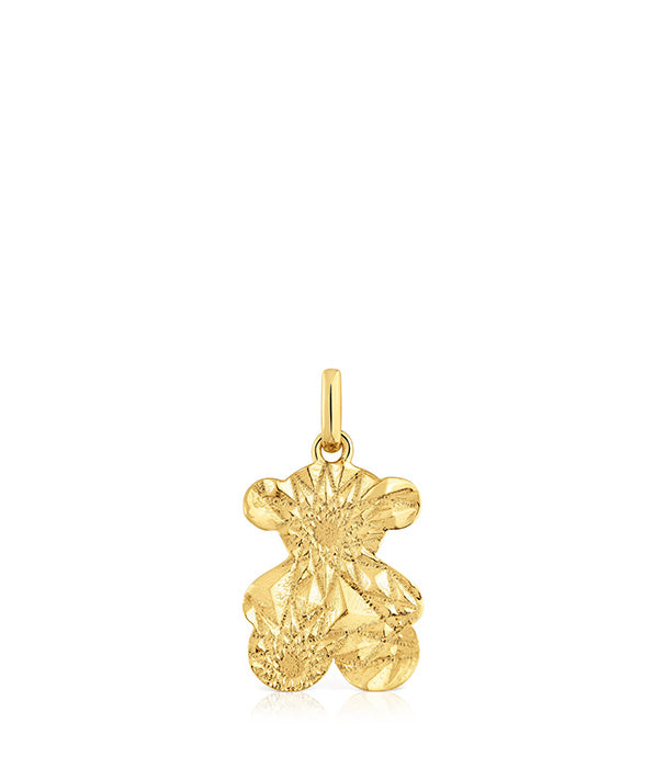 טואוס תליון במוטיב דובי בטקסטורה Sweet Dolls מכסף ועליו זהב 18 קראט