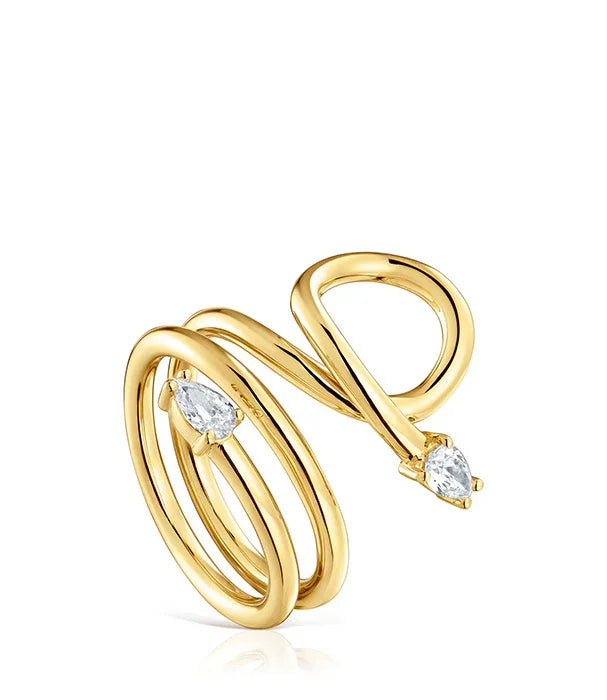 טבעת זהב בעיצוב מודרני עם שני יהלומים, תכשיט יוקרתי מהמבחר של CHOZEN