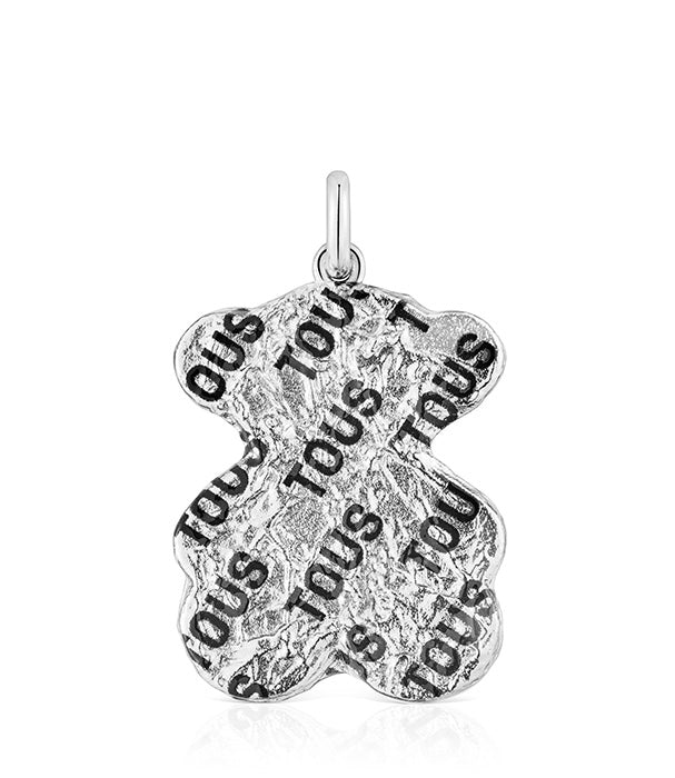 טואוס תליון במוטיב דובי בטקסטורה Sweet Dolls מכסף ופלדה