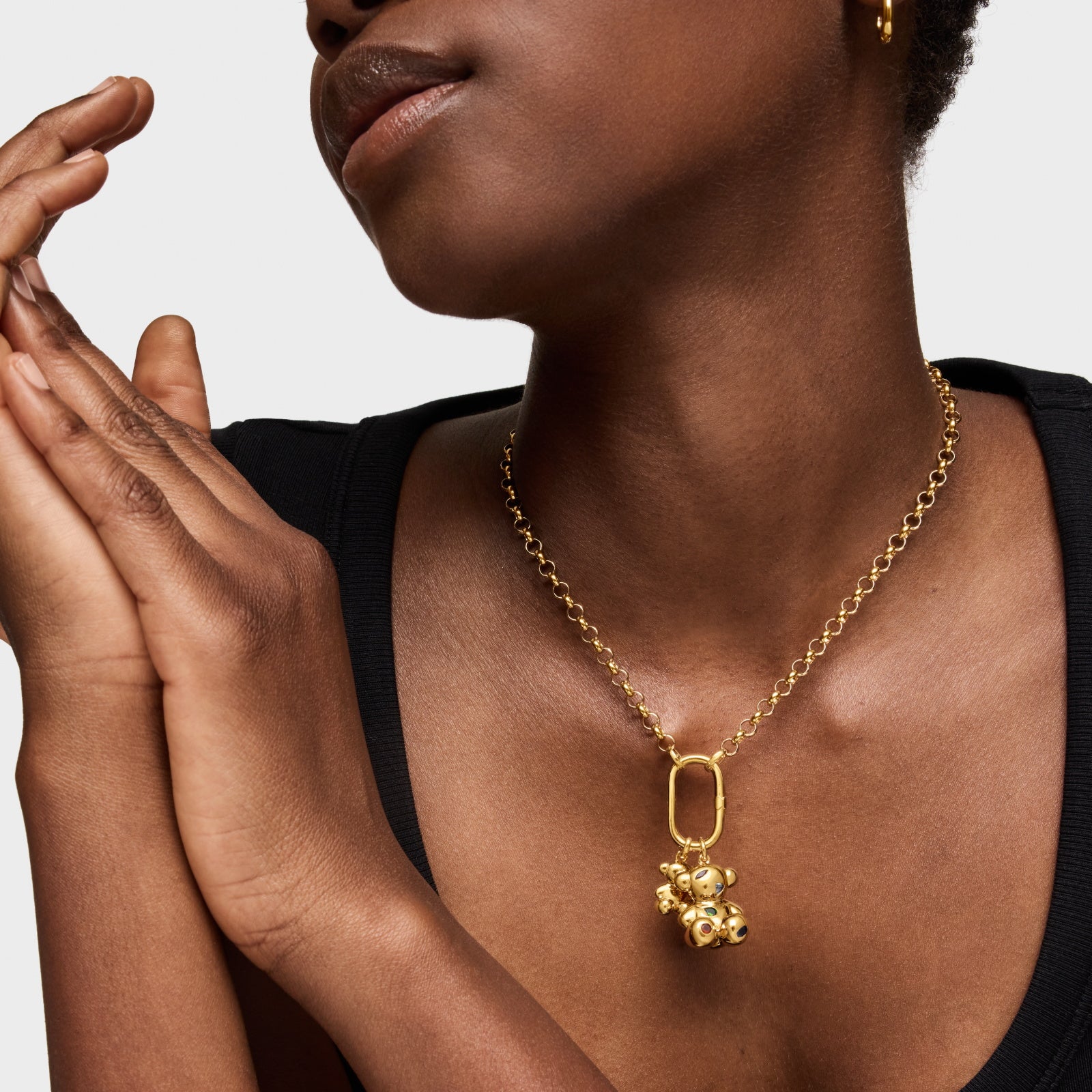 טואוס תליון דובי בשיבוץ אני חן Bold Bear כסף ועליו זהב 18 קראט