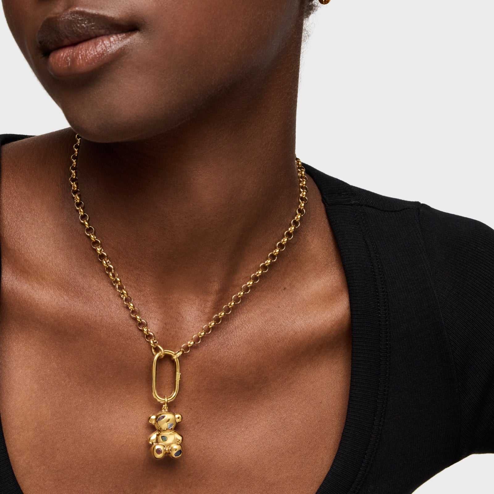 טואוס תליון דובי בשיבוץ אני חן Bold Bear כסף ועליו זהב 18 קראט