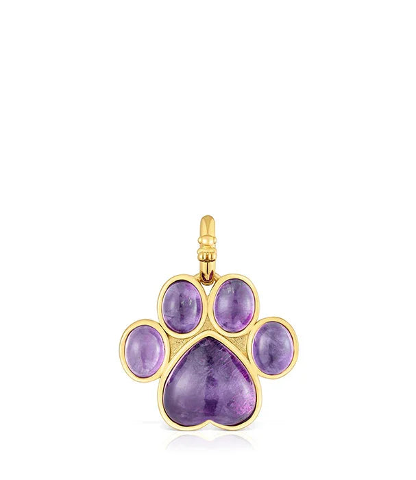 תליון זהב בצורת טביעת כף רגל עם אבני חן סגולות, CHOZEN תכשיטים יוקרתיים